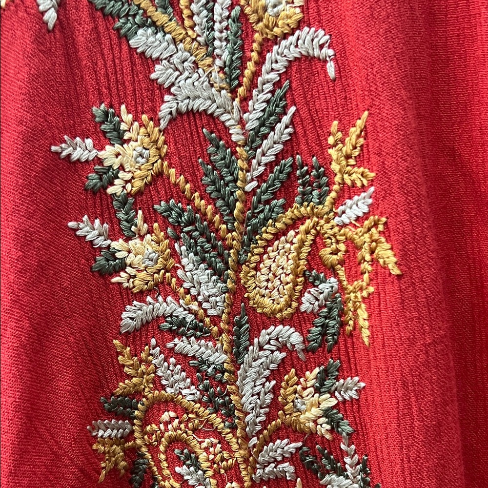 Free People Red Floral Embroidered Tunic - Picture 2 of 6